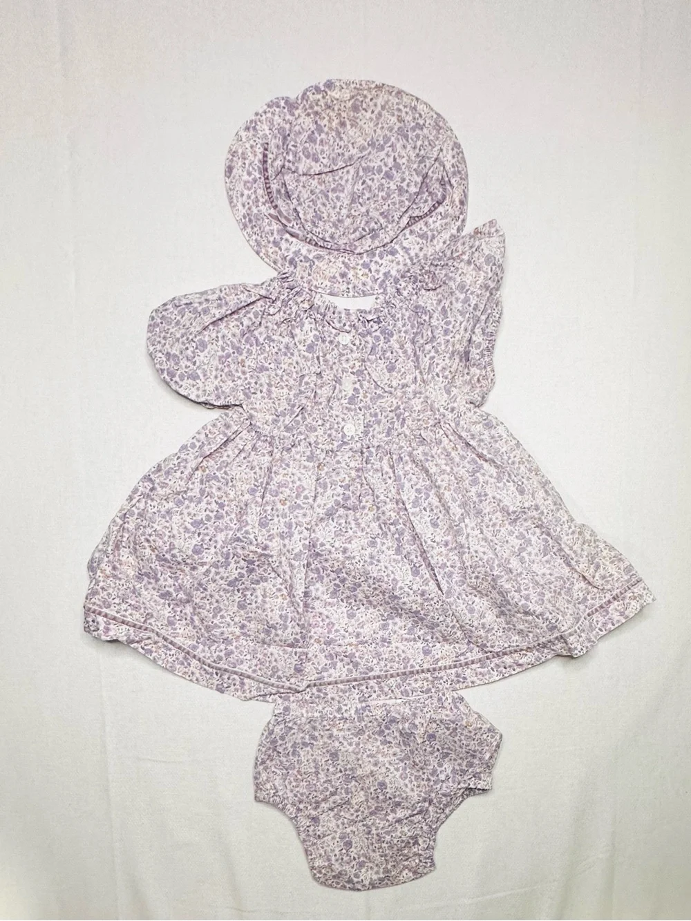 GAP Lavender Floral Dress Set with Matching Hat
